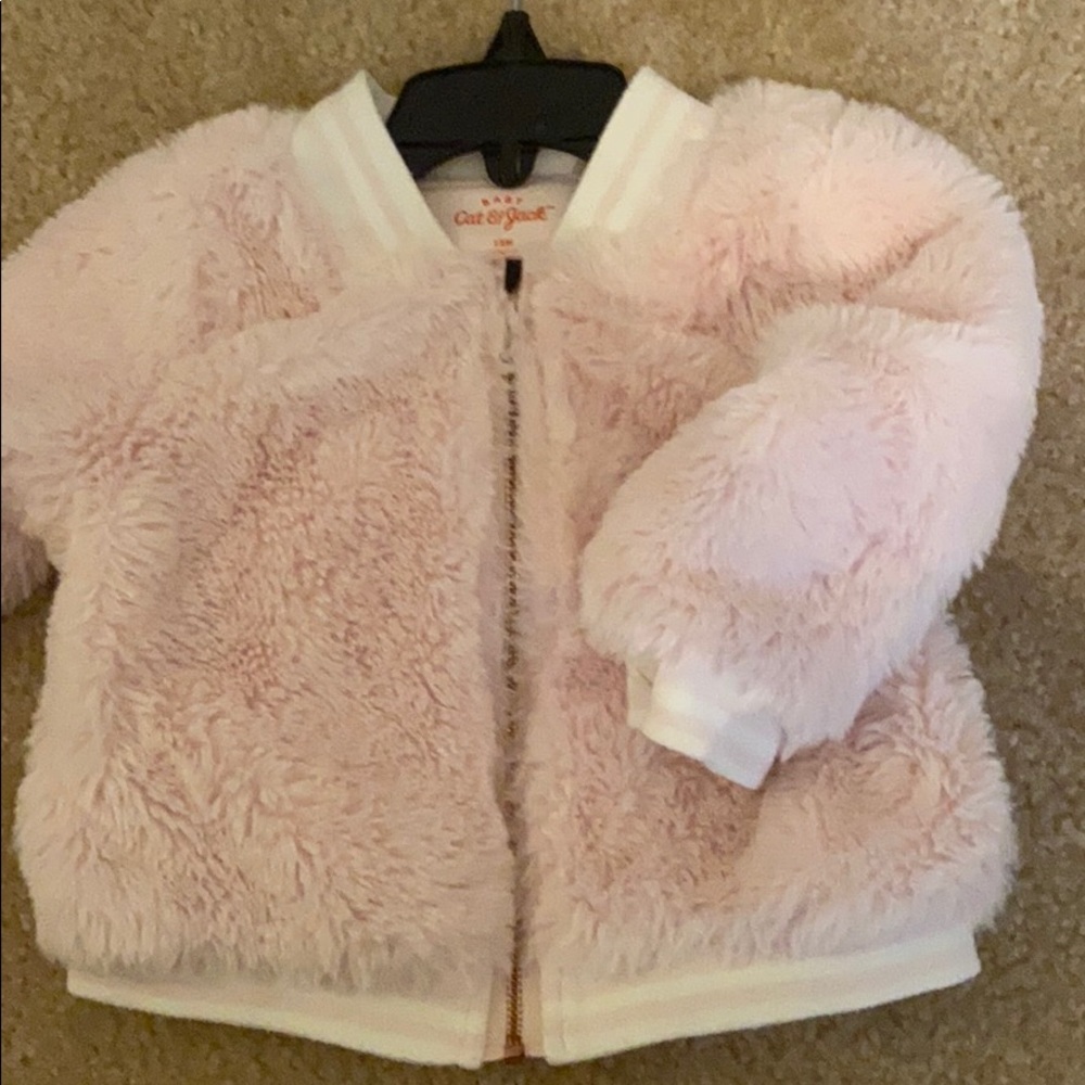 Fur pink jacket for baby girl cat & jack